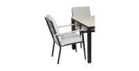Salon de jardin VARENA 6 places en aluminium avec table repas et fauteuils beige