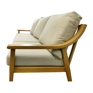 Salon de jardin ELVORA 5 places en aluminium effet bois avec canapé 3 places, fauteuils et table basse