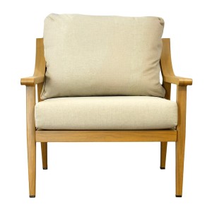 Salon de jardin ELVORA 5 places en aluminium effet bois avec canapé 3 places, fauteuils et table basse