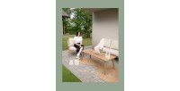 Salon de jardin ELVORA 5 places en aluminium effet bois avec canapé 3 places, fauteuils et table basse
