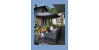Salon de jardin d'angle LAVENTO 4 places en aluminium gris avec canapé et table basse relevable