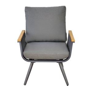 Salon de jardin SIERRA 4 places en aluminium gris avec canapé 2 places, fauteuils et table basse