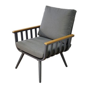 Salon de jardin SIERRA 4 places en aluminium gris avec canapé 2 places, fauteuils et table basse