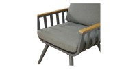 Salon de jardin SIERRA 4 places en aluminium gris avec canapé 2 places, fauteuils et table basse