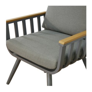 Salon de jardin SIERRA 4 places en aluminium gris avec canapé 2 places, fauteuils et table basse