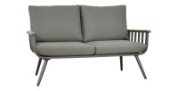 Salon de jardin SIERRA 4 places en aluminium gris avec canapé 2 places, fauteuils et table basse