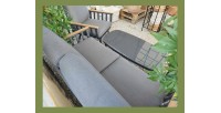 Salon de jardin SIERRA 4 places en aluminium gris avec canapé 2 places, fauteuils et table basse