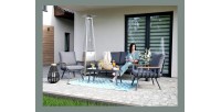 Salon de jardin SIERRA 4 places en aluminium gris avec canapé 2 places, fauteuils et table basse