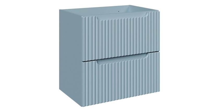 Meuble sous vasque VANO 60 cm bleu denim suspendu avec 2 tiroirs