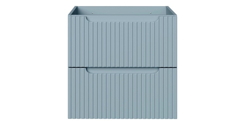 Meuble sous vasque VANO 60 cm bleu denim suspendu avec 2 tiroirs