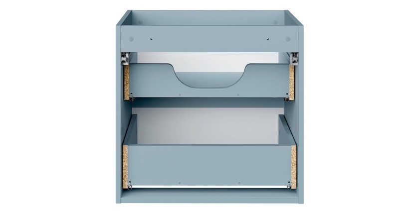 Meuble sous vasque VANO 60 cm bleu denim suspendu avec 2 tiroirs