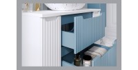 Meuble sous vasque VANO 60 cm bleu denim suspendu avec 2 tiroirs