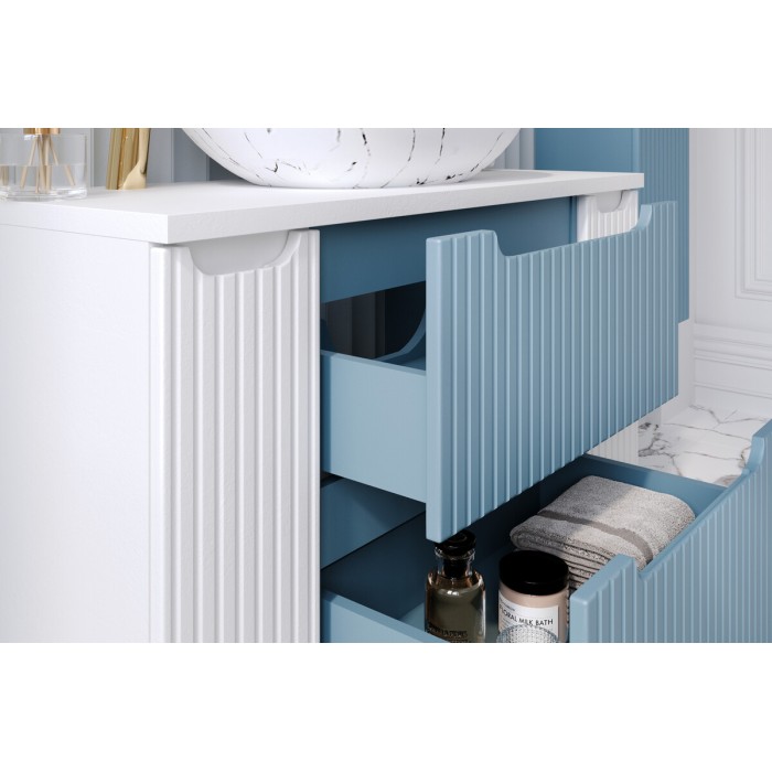 Mobile sottolavabo VANO 60 cm blu denim sospeso con 2 cassetti