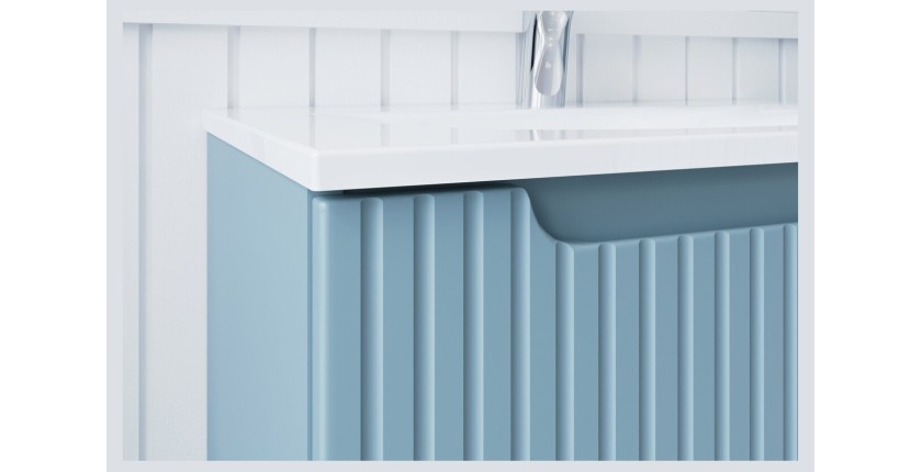 Meuble sous vasque VANO 60 cm bleu denim suspendu avec 2 tiroirs