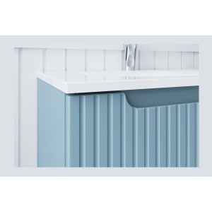 Meuble sous vasque VANO 60 cm bleu denim suspendu avec 2 tiroirs