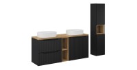 Ensemble VANO 170cm : meubles sous vasque, niches visibles, vasques à poser, colonne