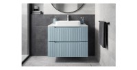 Meuble sous vasque VANO 60 cm bleu denim suspendu avec 2 tiroirs