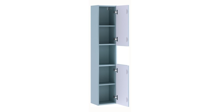 Colonne de salle de bain VANO 140 cm bleu denim 2 portes suspendue