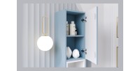 Colonne de salle de bain VANO 140 cm bleu denim 2 portes suspendue