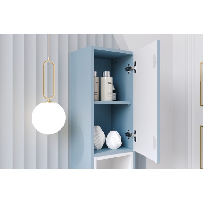 Badezimmer-Säule VANO 140 cm Denim-Blau 2 Hängende Türen