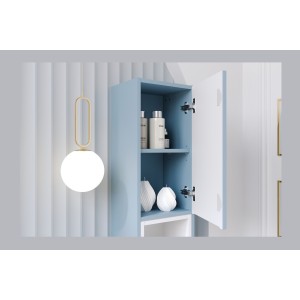 Colonne de salle de bain VANO 140 cm bleu denim 2 portes suspendue
