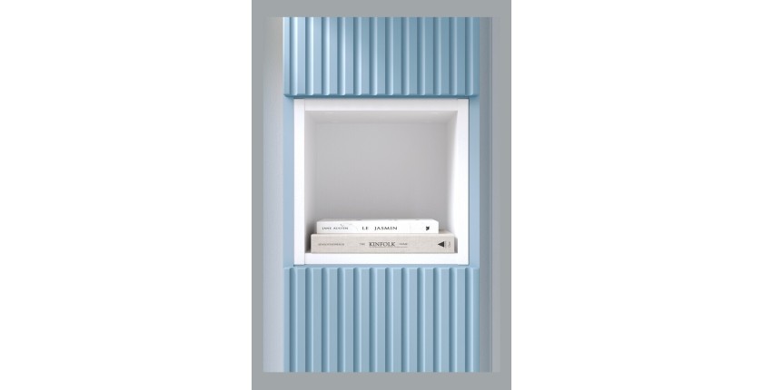 Colonne de salle de bain VANO 140 cm bleu denim 2 portes suspendue