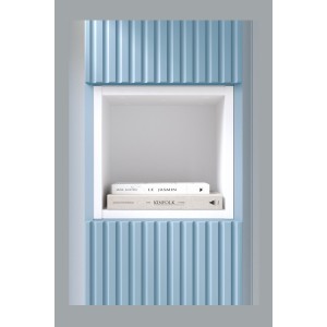 Colonne de salle de bain VANO 140 cm bleu denim 2 portes suspendue