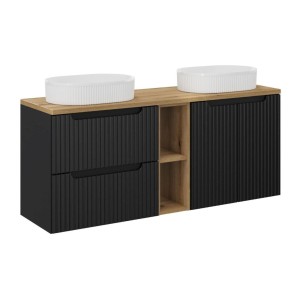 Ensemble VANO 140cm : meubles sous vasques, niches visibles, plan pour vasque et vasques à poser