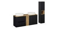 Ensemble VANO 170cm : meubles sous vasque, niches fermées, vasques à poser, colonne