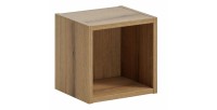 Cube aspect chêne clair intégré à la colonne de rangement noir mat VANO