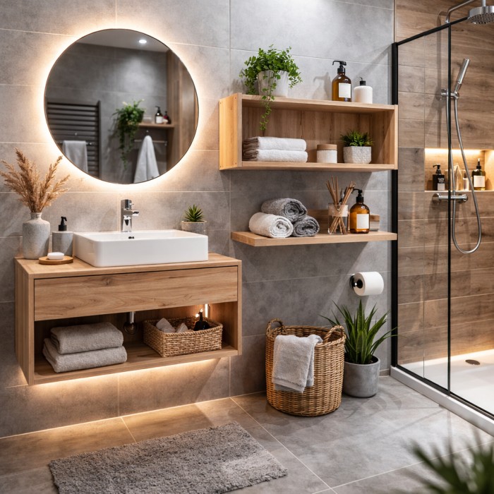 Étagère salle de bain VANO 80 cm chêne Coast Evoke suspendue
