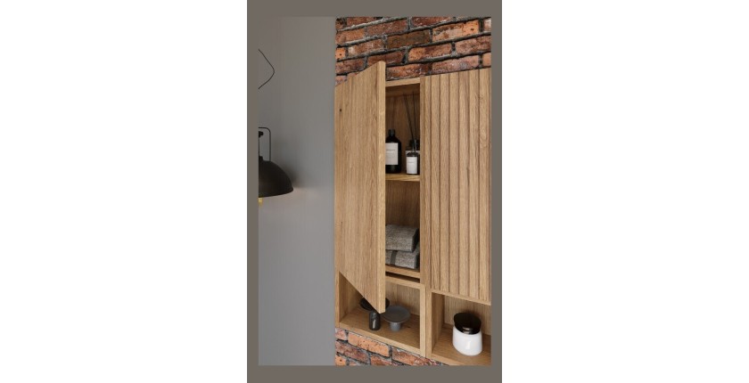 Meuble de rangement salle de bain VANO 57 cm chêne suspendu avec porte