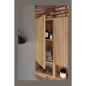 Meuble de rangement salle de bain VANO 57 cm chêne suspendu avec porte