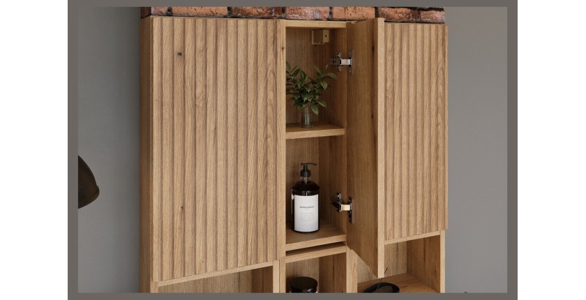 Meuble de rangement salle de bain VANO 57 cm chêne suspendu avec porte