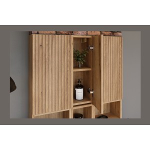 Meuble de rangement salle de bain VANO 57 cm chêne suspendu avec porte