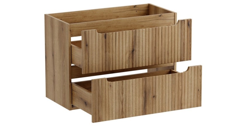 Meuble sous vasque VANO 80 cm chêne suspendu avec 2 tiroirs