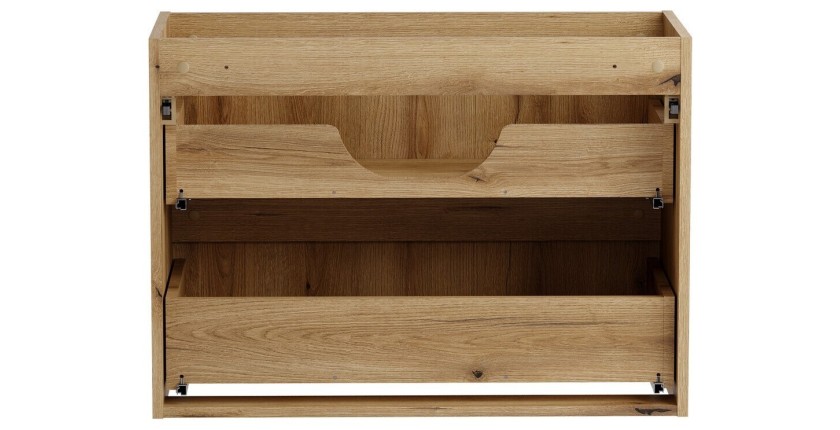 Meuble sous vasque VANO 80 cm chêne suspendu avec 2 tiroirs