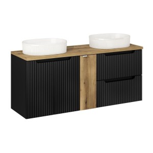 Ensemble VANO 140cm : meubles sous vasque, meuble 1 porte, plan pour vasque, vasques à poser