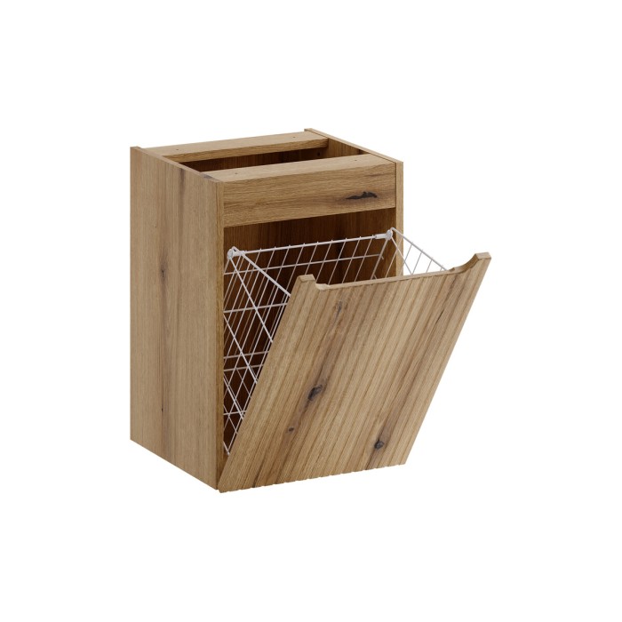 Meuble salle de bain VANO 40 cm chêne suspendu avec panier à linge