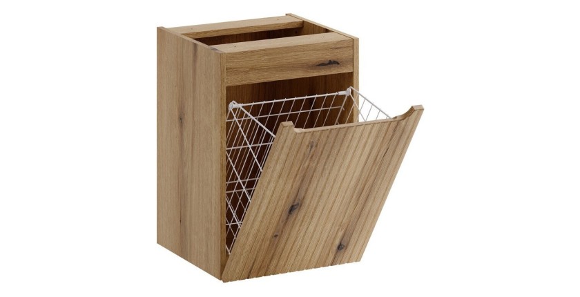 Meuble salle de bain VANO 40 cm chêne suspendu avec panier à linge