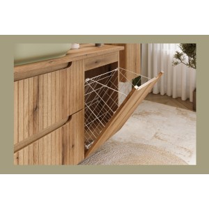 Meuble salle de bain VANO 40 cm chêne suspendu avec panier à linge