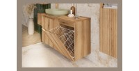 Meuble salle de bain VANO 40 cm chêne suspendu avec panier à linge
