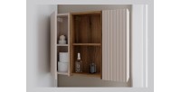 Meuble de rangement salle de bain VANO 57 cm chêne suspendu avec 2 niches