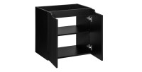 Meuble sous vasque à placards rainuré noir mat VANO 60cm ouvert
