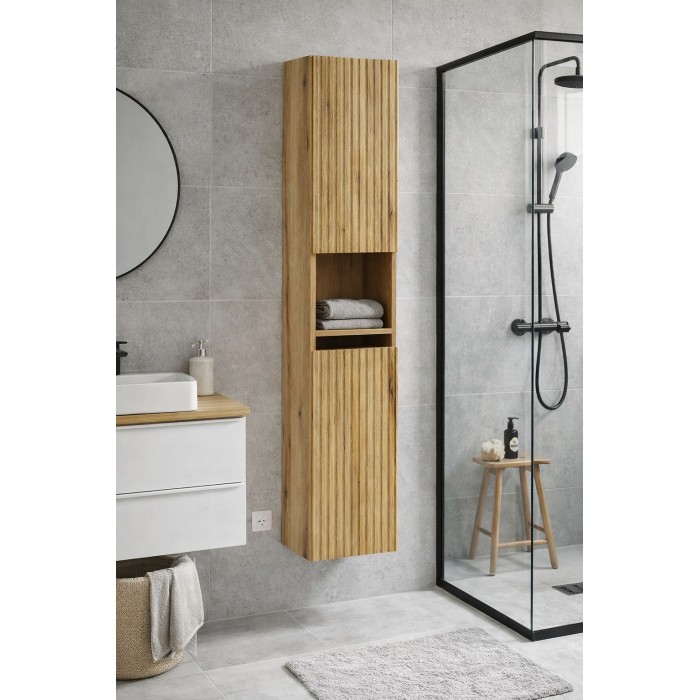 Kolom badkamerkast VANO 140 cm eiken zwevend 2 deuren