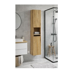 Colonne salle de bain VANO 140 cm chêne suspendue 2 portes