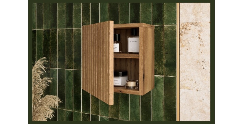 Cube de rangement salle de bain VANO 30 cm chêne suspendu avec porte