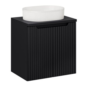 Ensemble VANO 60cm : meuble sous vasque 2 portes, plan pour vasque et vasque à poser