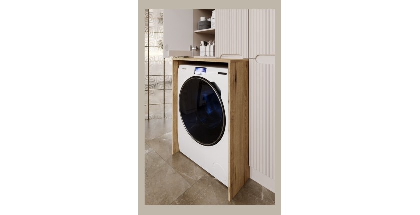 Meuble de rangement machine à laver VANO chêne 95 cm habillage lave-linge
