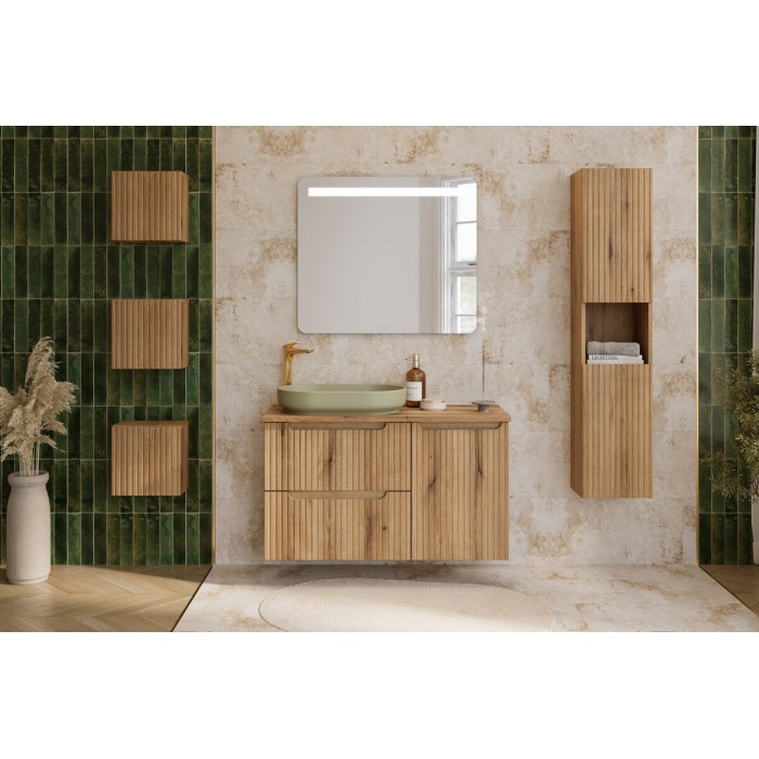 Mobile sottolavabo VANO 60 cm in rovere sospeso con 2 cassetti